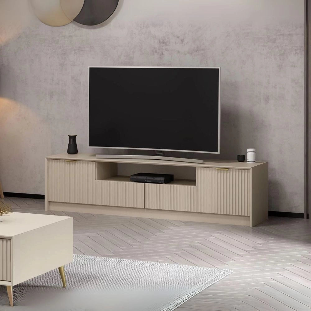 Porta TV Kale cashmere effetto cannettato 180x35x45H