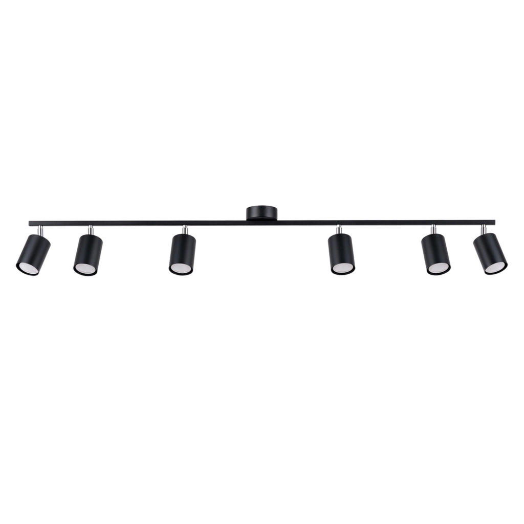 Spot soffitto moderno 6 luci nero GU10 Pure Lume Fjello