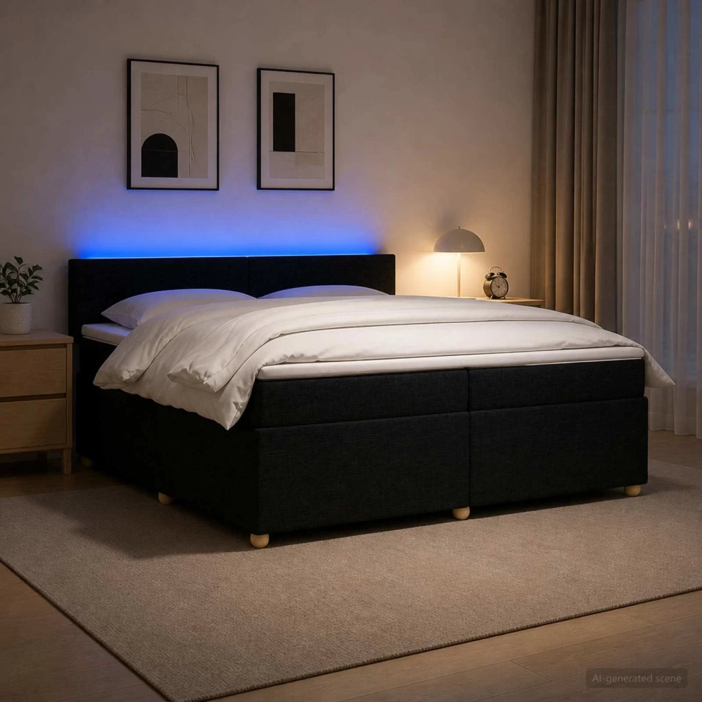 Letto box spring con materasso Nero 200 x 200 cm Tessuto 3452501