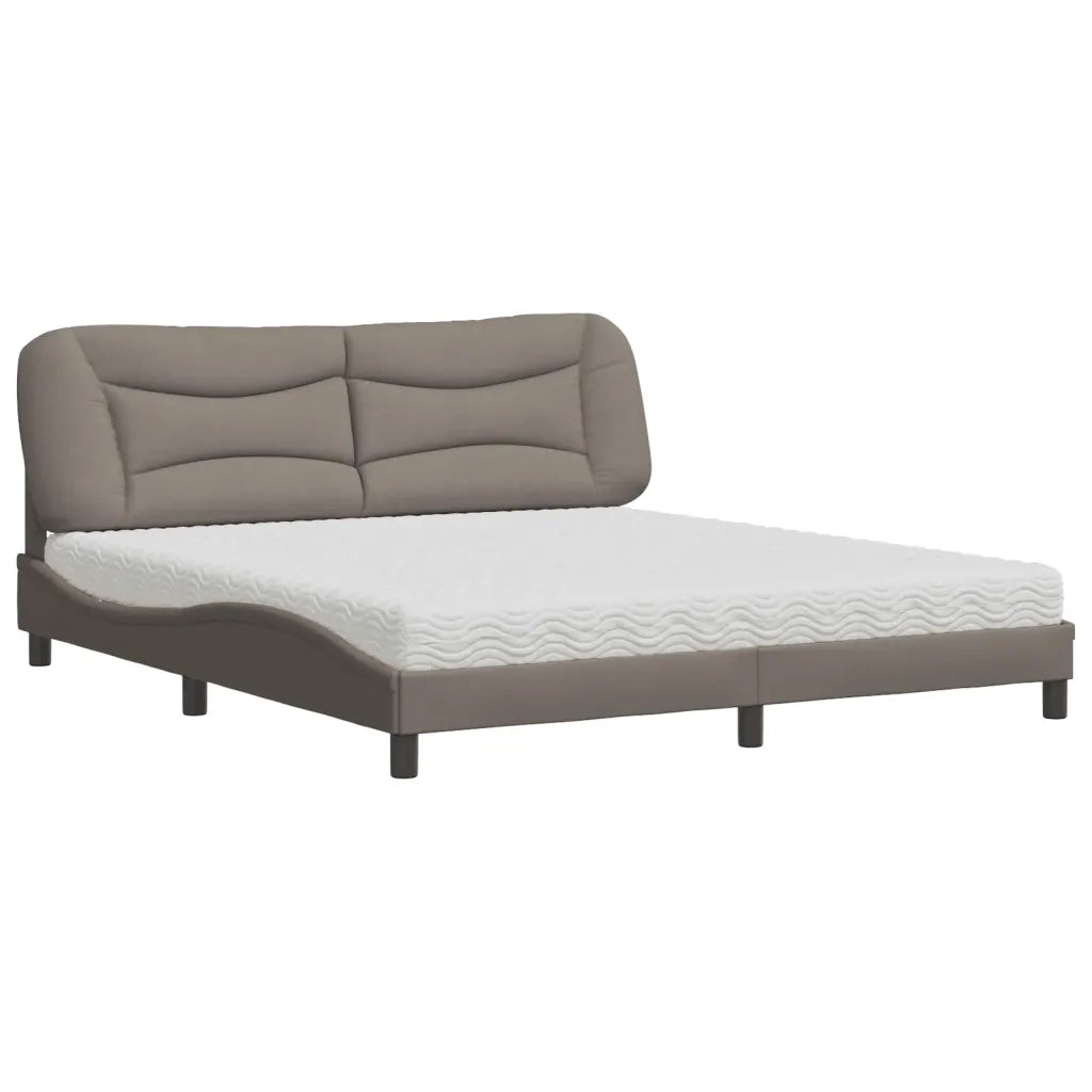 Letto con Materasso Hvar Tortora 180x200 cm in Tessuto 3208552