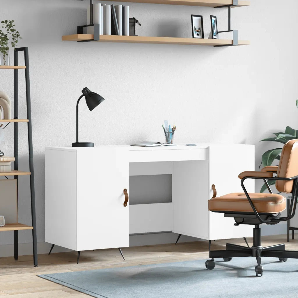 Scrivania | Tavolo da Ufficio Bianca 140x50x75 cm in Legno Multistrato