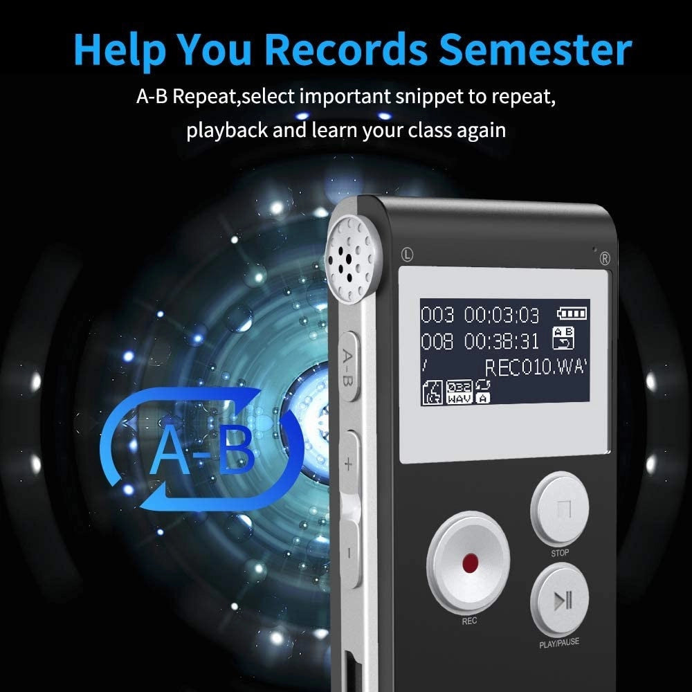 Trade Shop - Registratore Vocale Digitale Professionale 8 Gb Schermo Lcd Funzione Mp3 Q-ly77 -