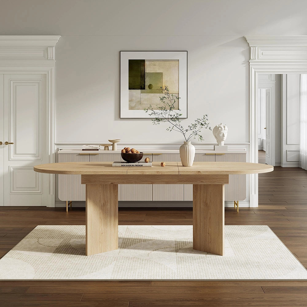Tavolo da pranzo allungabile - Xylo - 140/180x90 cm - Quercia - Per 6-8 persone angoli arrotondati piano spesso