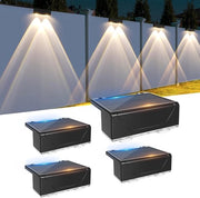 Illuminazione per cancelli alimentata da energia solare - Set di 4 lampade per esterno - Impermeabile e con 3 livelli di illuminazione - Per cancelli, scale e terrazze