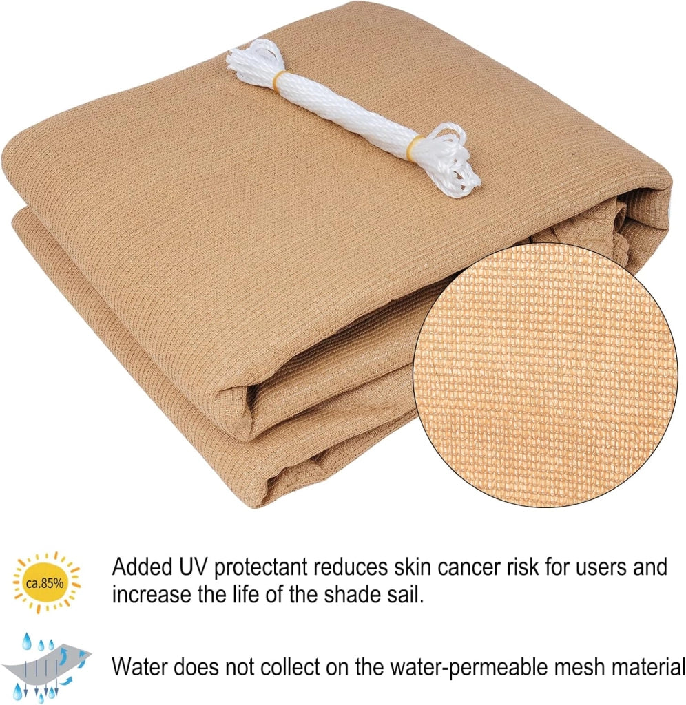 Vela ombreggiante 3x3m in HDPE 180 g/m² Traspirante Tenda a Vela Parasole Quadrato Protezione Solare Respirante Anti UV Giardino Esterni Sabbia