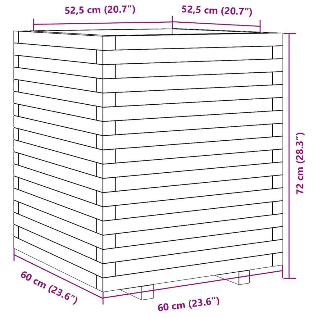 Fioriera Giardino Marrone Cera 60x60x72 cm Legno Massello Pino 3282616