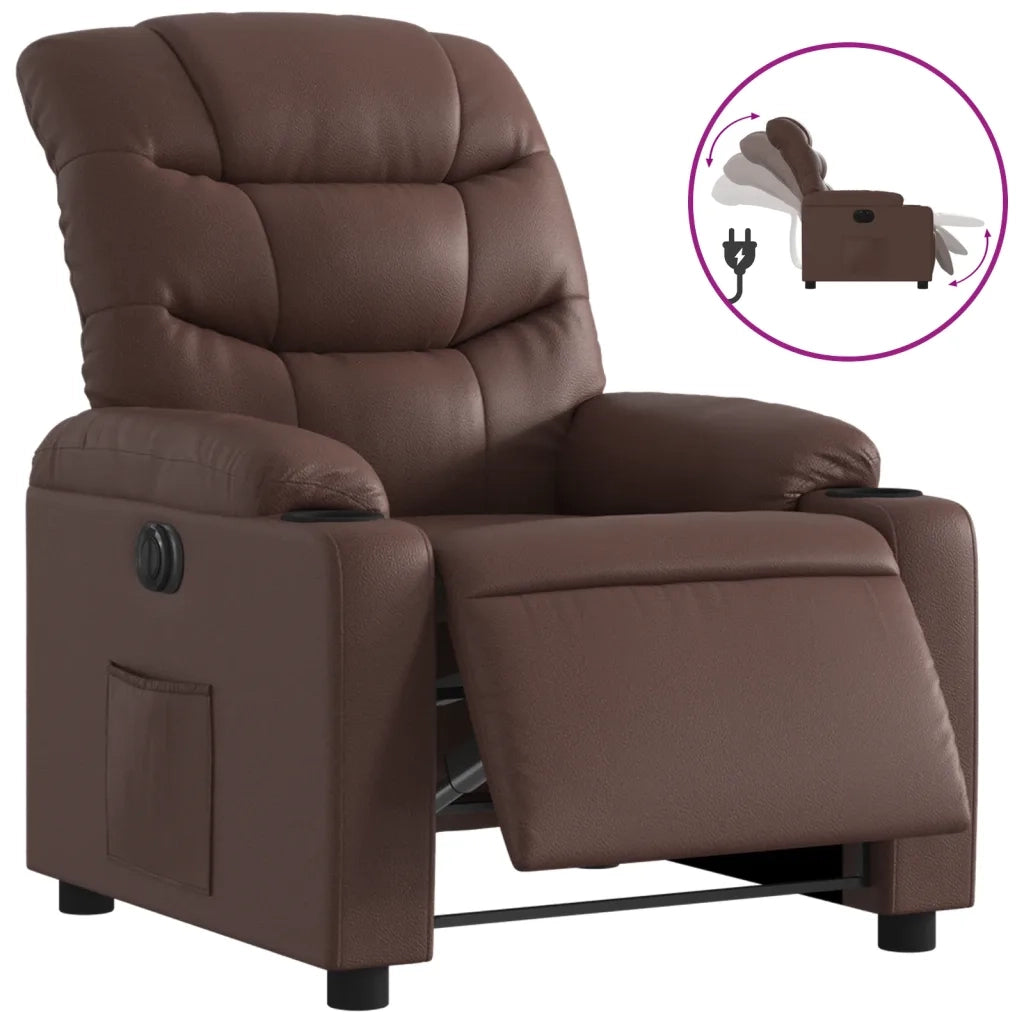 Poltrona Reclinabile Elettrica Marrone in Similpelle 3206587
