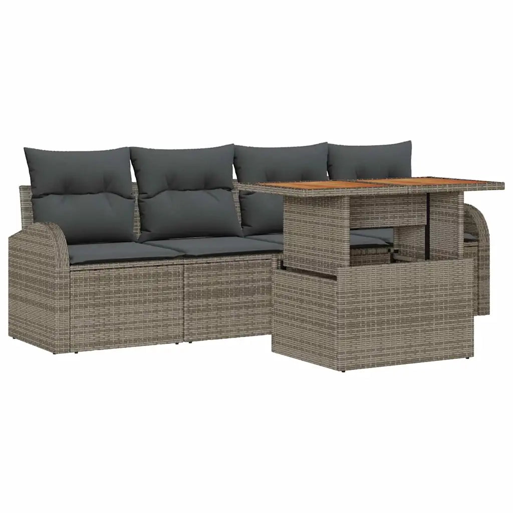 Set Divano da Giardino 5 pcs Grigio Poly Rattan 3358253
