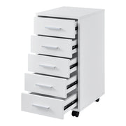 Cassettiera a Ruote Comodino con 5 Cassetti 63 x 33 x 38 cm - Bianco [en.casa]