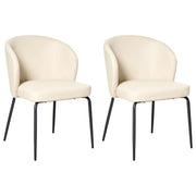 Set di 2 Sedie da Pranzo Rivestimento in Similpelle Seduta Imbottita Gambe in Ferro Beige Chiaro