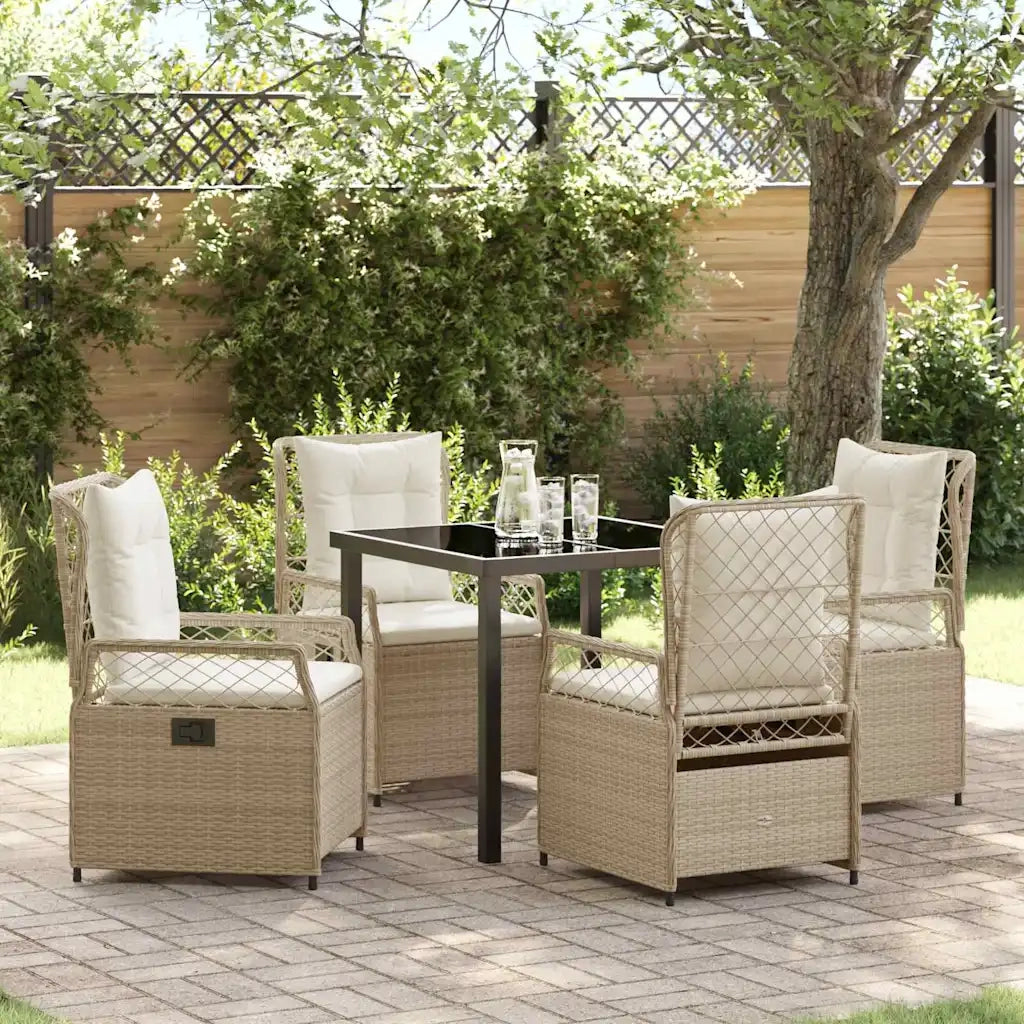 Set da Pranzo per Giardino 5 pcs Beige e Bianco Crema 3381010