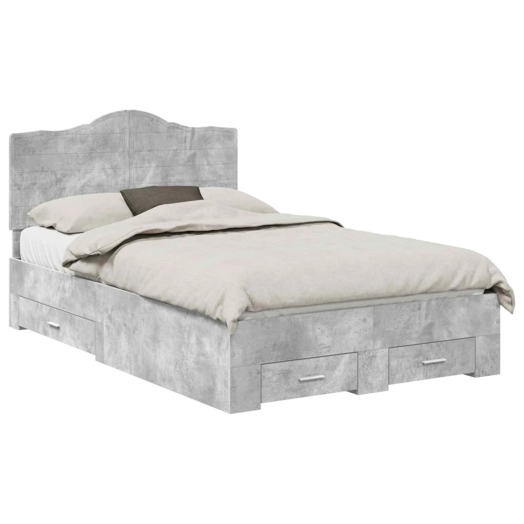 Struttura del letto con testiera Grigio cemento 120 x 190 cm