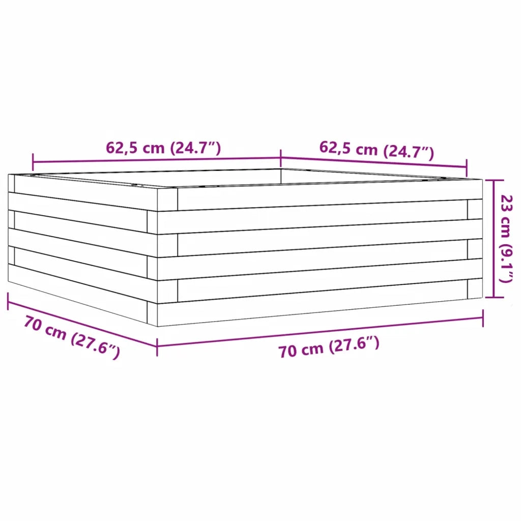 Fioriera da Giardino 70x70x23 cm in Legno Massello di Pino 847193
