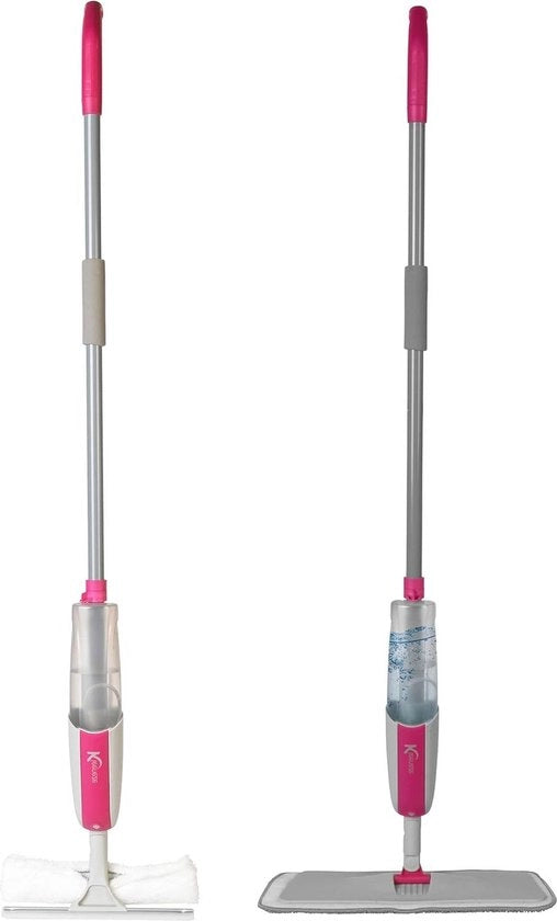 Spray Mop 2 in 1 per Finestre & Pavimenti Duri - Testine Interchangeabili - Triggers Integrato - Bottiglia di 410 ml Rifornibile