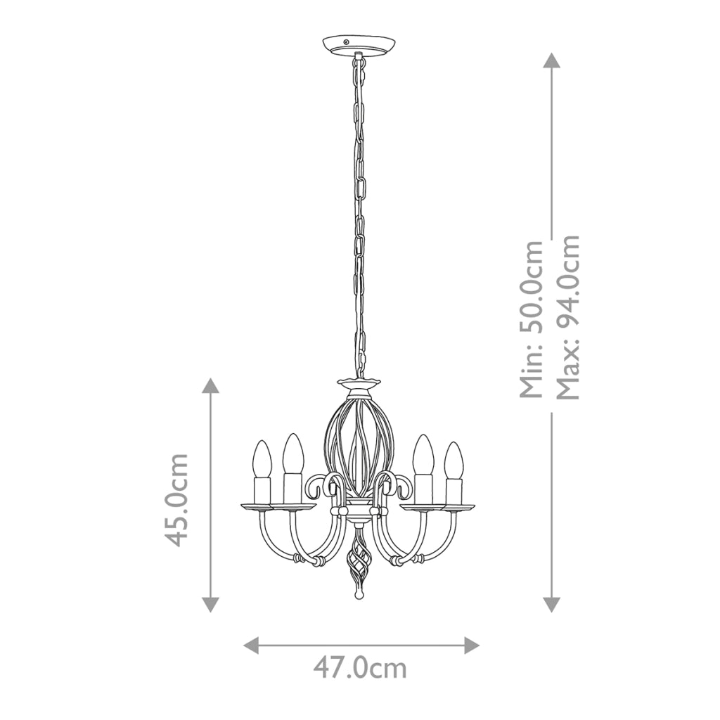 Lampadario Artisan nero, struttura artigianale 5xE14 Elstead