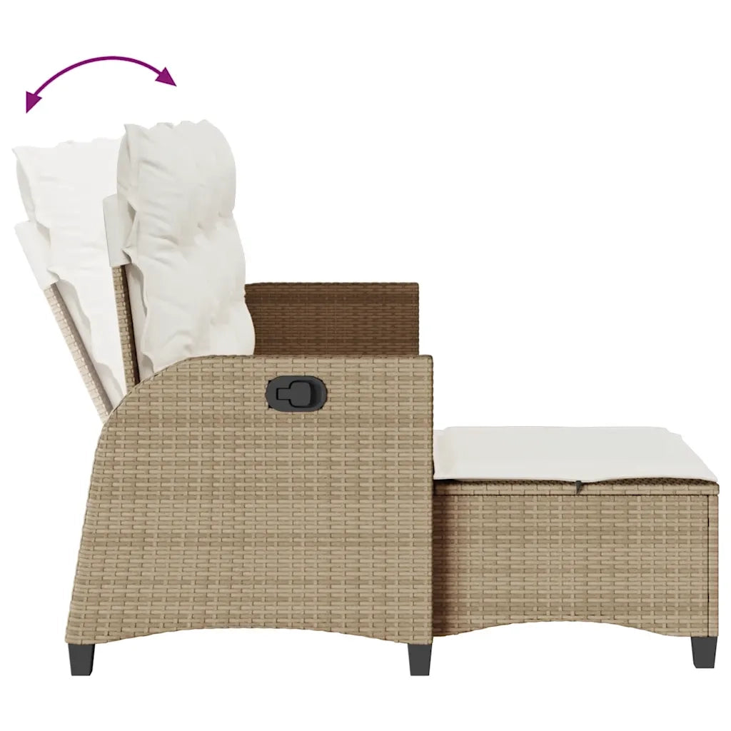 Divano da Giardino Reclinabile con Cuscini a L-Sofa da Giardino Beige Polyrattan 358954