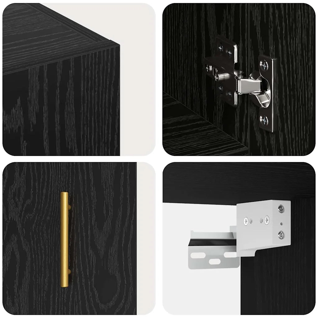 Armadietto a Muro | Mobile a Parete Rovere nero 60 x 31 x 70 cm Legno multistrato
