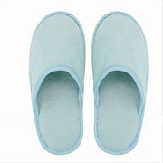 Trade Shop - Coppia Pantofole Ciabatte Bagno Chiuse Tessuto Azzurro Taglia 35-40 Stanza 79688 -