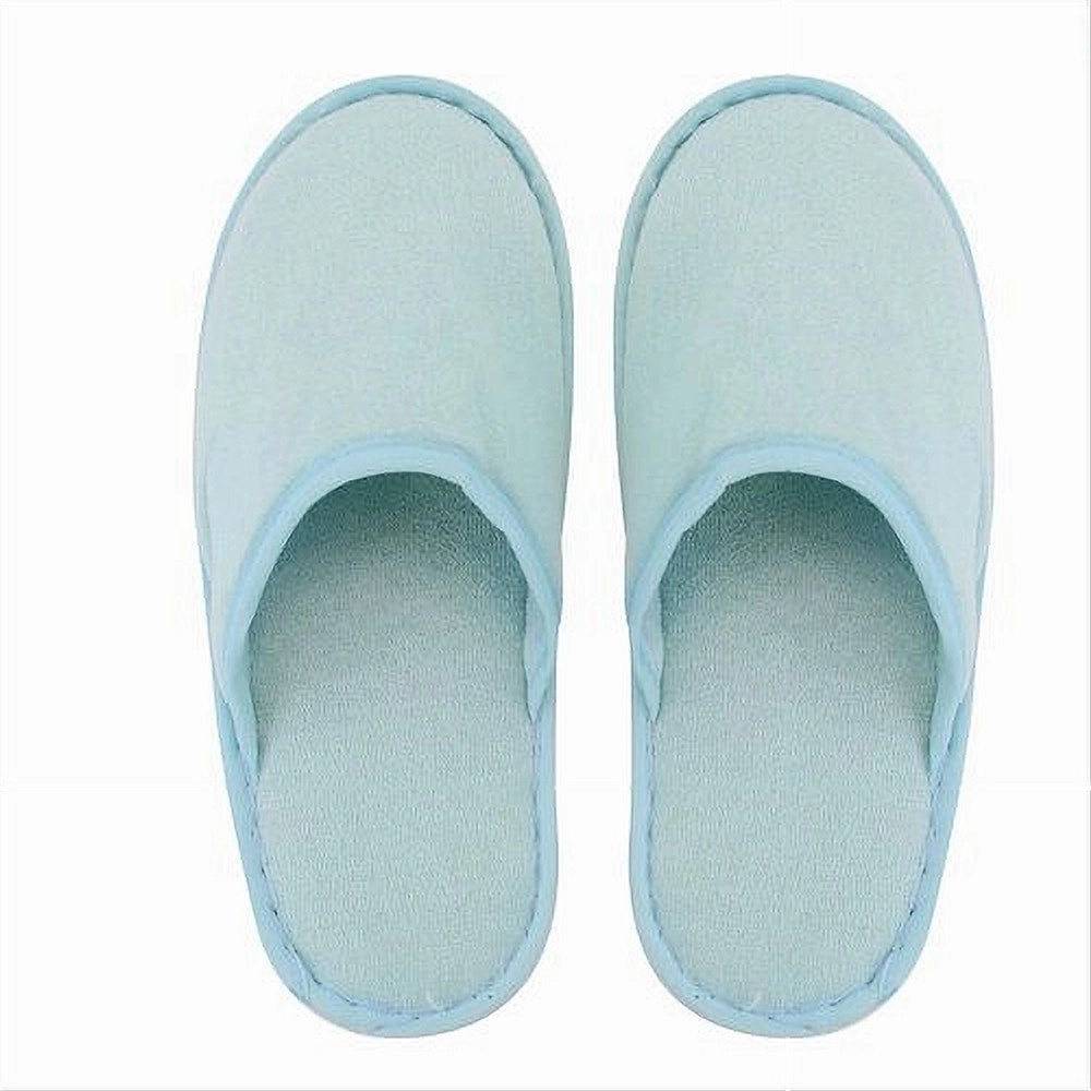 Trade Shop - Coppia Pantofole Ciabatte Bagno Chiuse Tessuto Azzurro Taglia 35-40 Stanza 79688 -