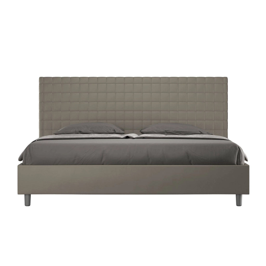 Letto con rete imbottito 180x200 similpelle cappuccino Sunny