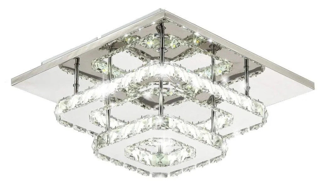 Lampada Da Soffitto Cristallo Plafoniere Led 24w Quadrato App410-c