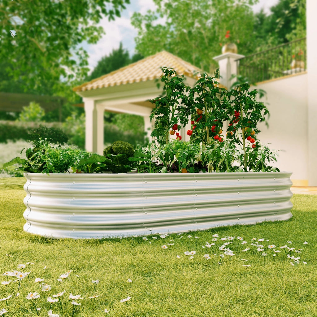 Orto rialzato set da 2 con fondo aperto resistente alla ruggine in metallo zincato argento 182,9 × 91,5 × 30,5 cm