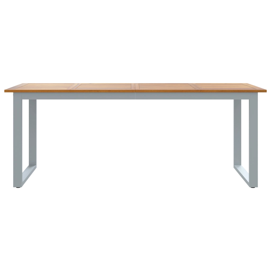 Tavolo da pranzo da esterno  Grigio 200x90x75 cm Acciaio e Legno Massello di Acacia