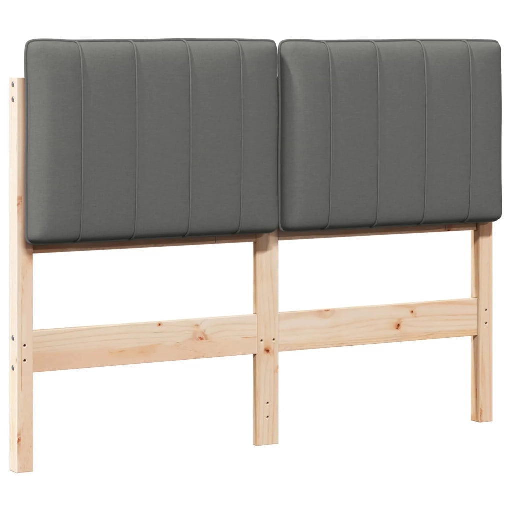 Testiera imbottita-Testiera con Cuscini-Testata Marrone e Grigio Chiaro 120 cm Pino massello 976883