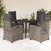 Set da Pranzo da Giardino 5 pz con Cuscini in Polyrattan Grigio 3212784
