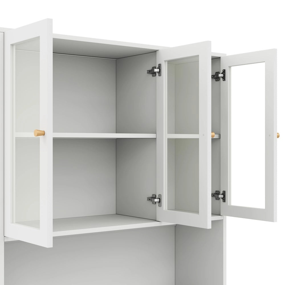 Libreria con Vetrina e Illuminazione LED ¨C Xylo ¨C Bianco, 3 Ante, Ripiani, 100x35x200