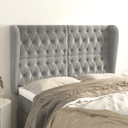 Testiera ad Orecchio-Testata con Orecchie Grigio Chiaro 147x23x118/128 cm in Velluto 910063
