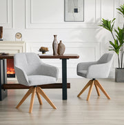 Set di 2 sedie da pranzo girevoli a 360° in stoffa e legno grigio