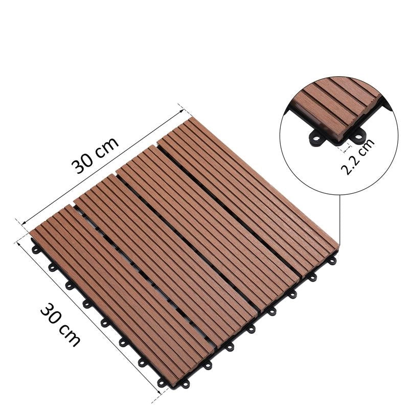 PIASTRELLE DA GIARDINO INCASTRABILI SET DA 11 MATTONELLE  30X30X2.2 CM MARRONE