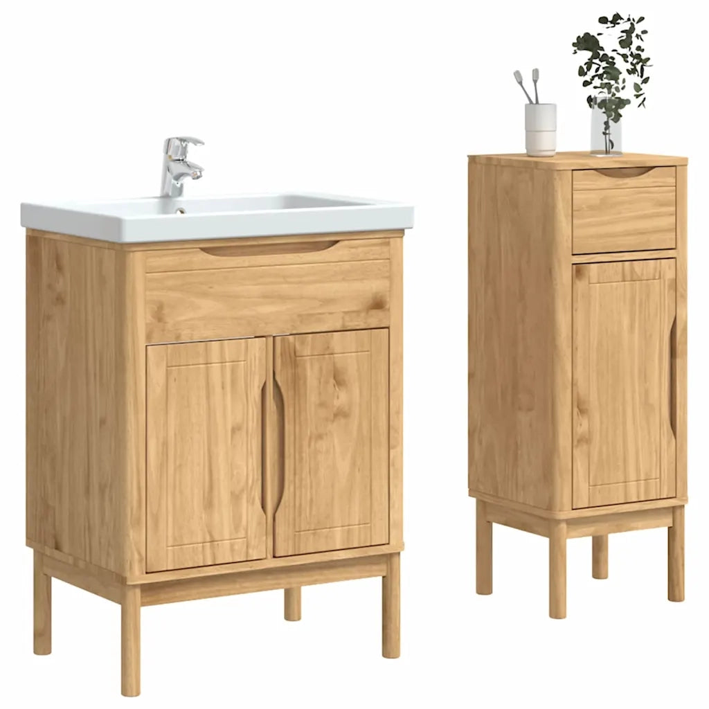 Set di mobili per il bagno con porta FLORO 2 pcs Marrone cerato