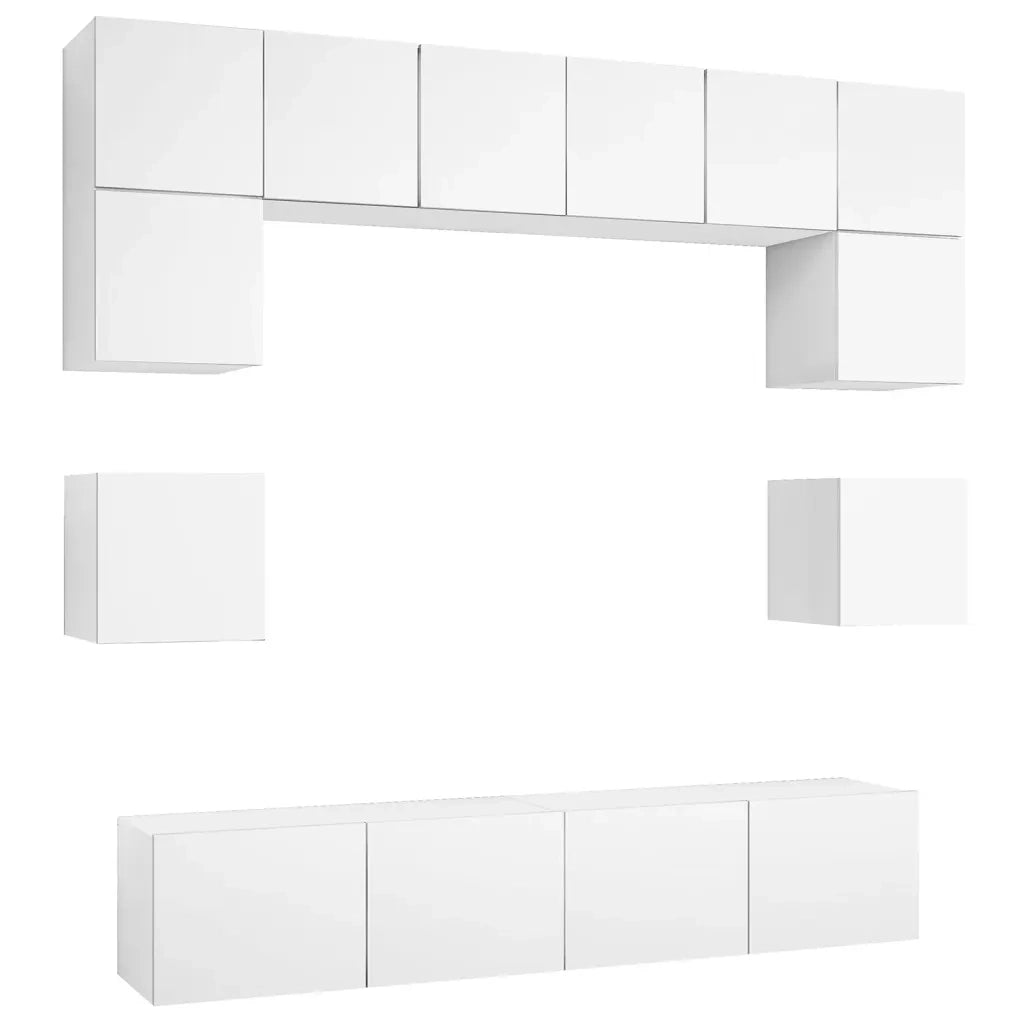 Set Mobili Porta TV 8 pz Bianco in Legno Multistrato 3078691