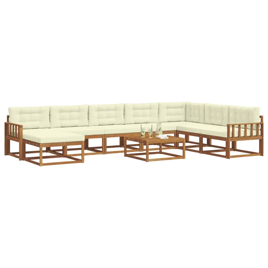 Set di divani da esterno con cuscino 9 pcs Naturale e Crema 3368028