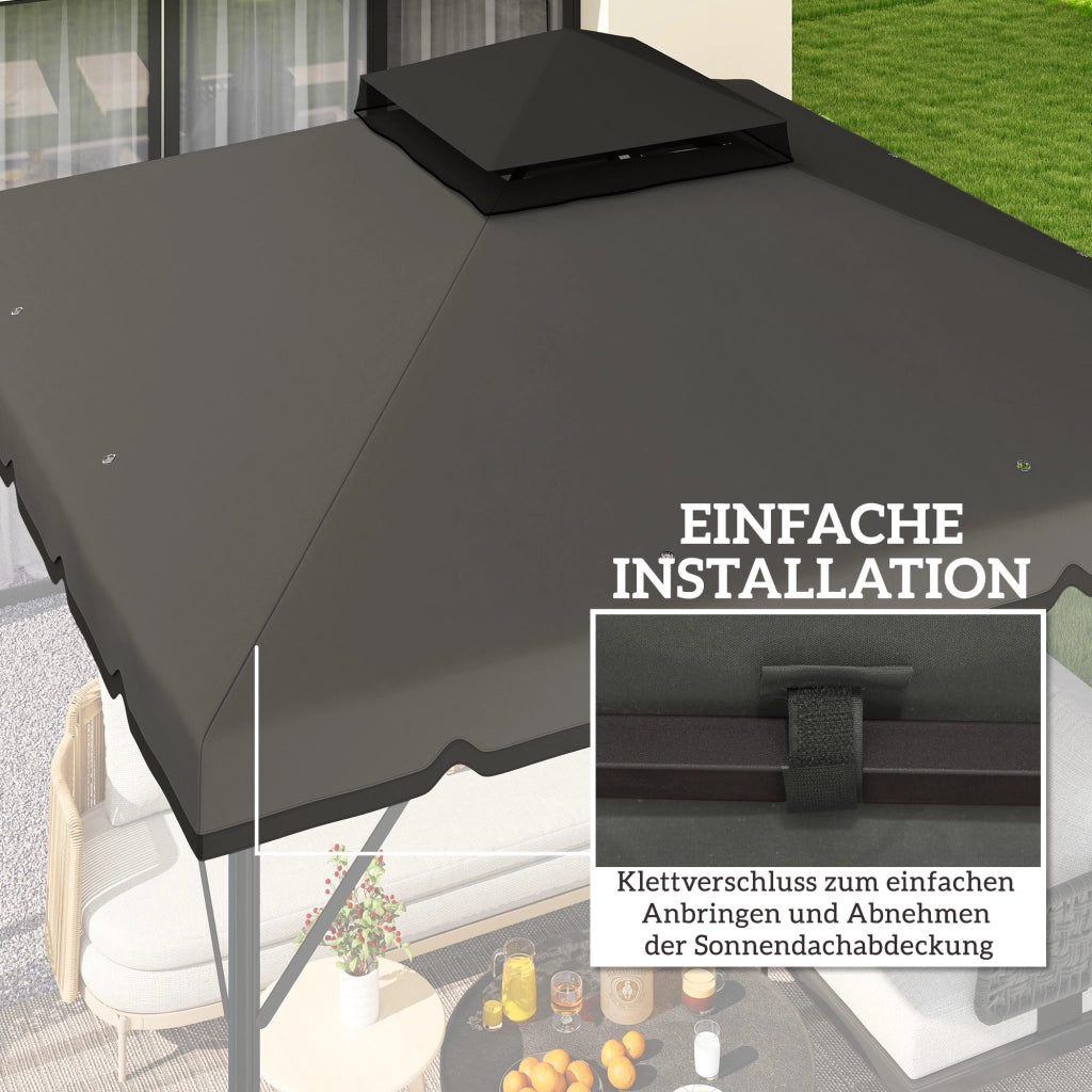 Tetto sostitutivo per gazebo 3x3m ¨C zephmum ¨C grigio chiaro impermeabile