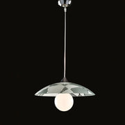 Sospensione Diam.40 Cm 1 Luce Vetro Serigrafato Bianco E Grigio Serie Trapezio