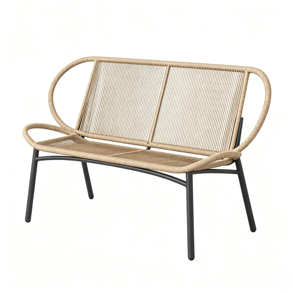 PANCA DA GIARDINO 138x62x83 cm in rattan PE e metallo nero/naturale