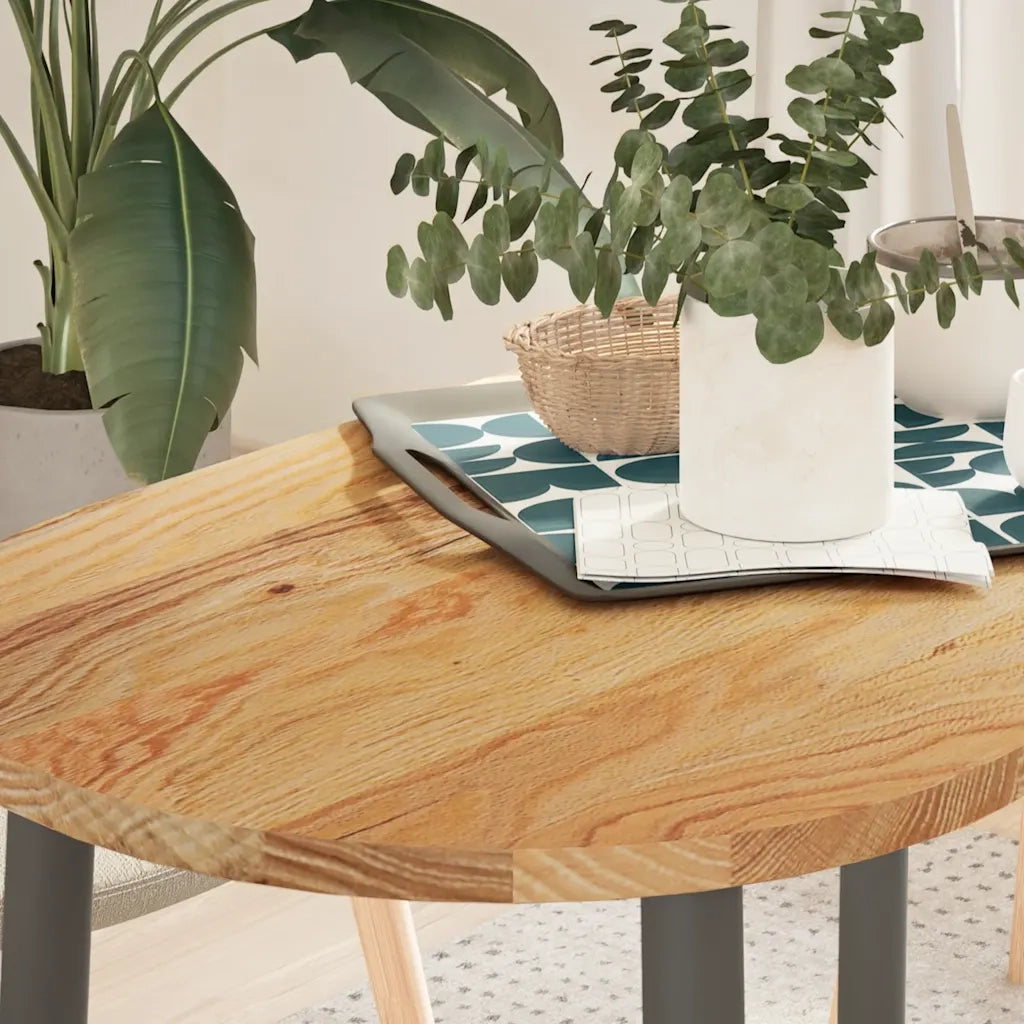Piano Tavolo | Superficie Tavolo | Piano Scrivania Marrone Chiaro 100x50x2cm in Rovere Massello Ovale