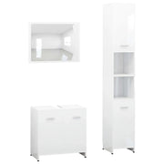 Set Mobili da Bagno | Armadio da bagno 3 pz Bianco in Truciolato