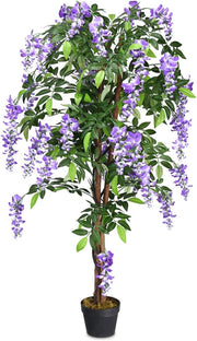Albero artificiale per esterno o interno, pianta artificiale decorativa con 840 foglie e tronco naturale, simulazione decorazioni paesaggistiche, altezza 150 cm