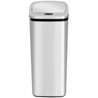 Pattumiera ad Apertura Automatica con Sensore a Infrarossi, in Acciaio Inox, 50L, Colore: Argento