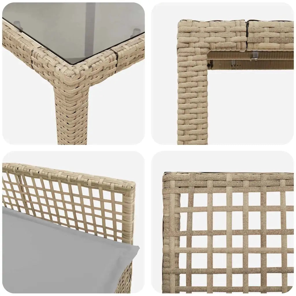 Set da Pranzo per Giardino 3 pz | Set Salotto da Giardino Beige polyrattan
