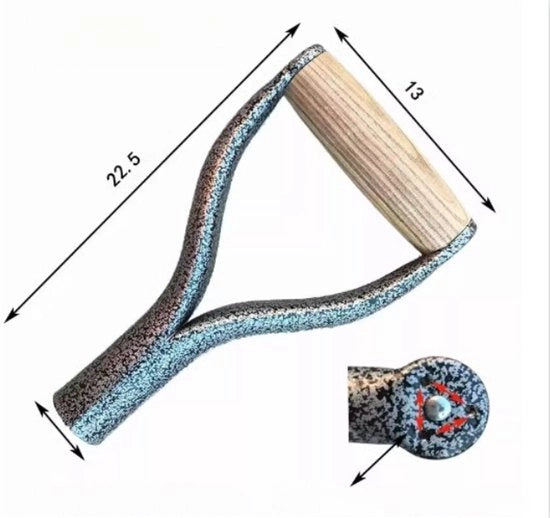Manubrio a Y a forma di ferro con impugnatura a forma di cucchiaio, manubrio con impugnatura in legno, diametro interno 3,1 cm / 1,22 pollici, adatto per attrezzi da giardinaggio a forma di zigrinatore (1 pezzo, argento)