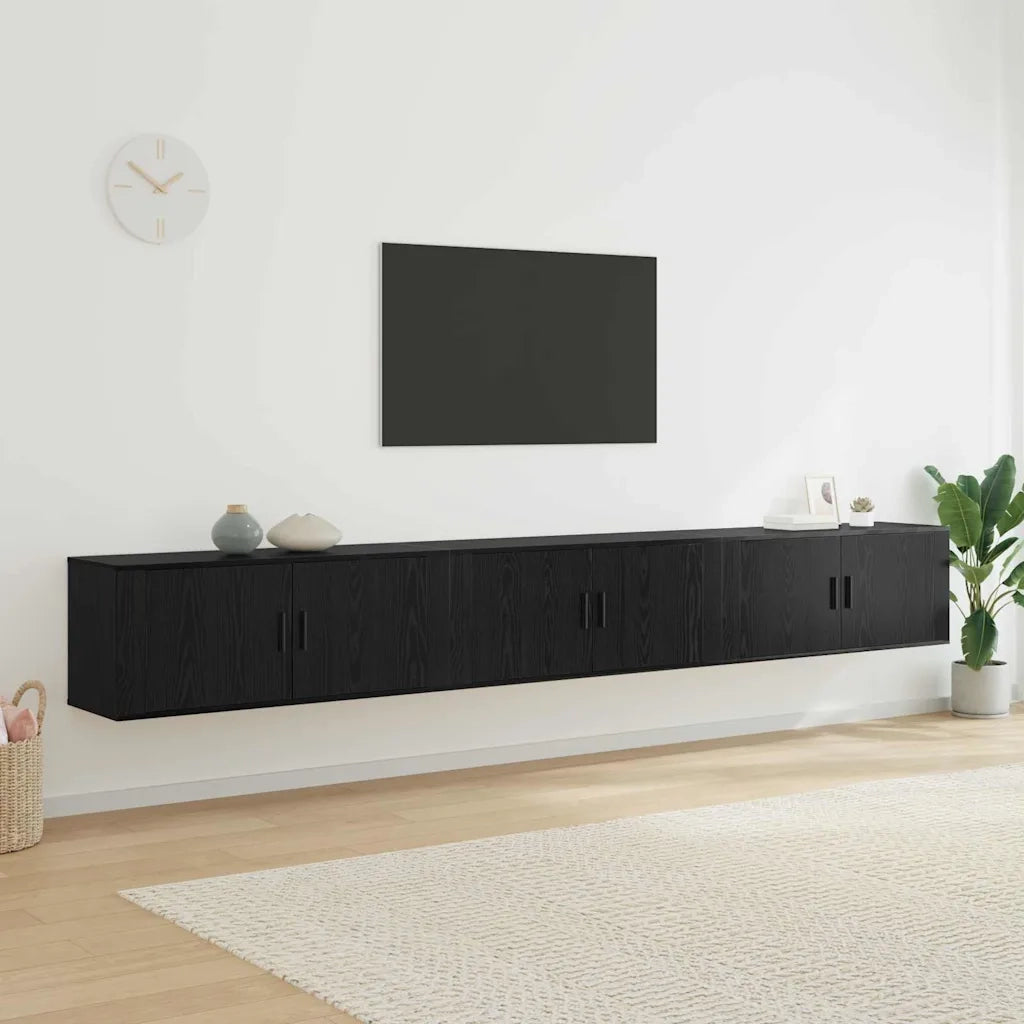 Set Mobile TV da Parete 3 pz Rovere Nero Legno ingegnerizzato 3415602
