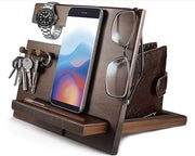 Organizzatore per la notte per uomini Regali per uomo Regali per papà Regali per lui Cassetta per oggetti per uomini Docking station in legno per uomini Organizzatore per portafoglio orologio Regali per papà Accessori per uomo