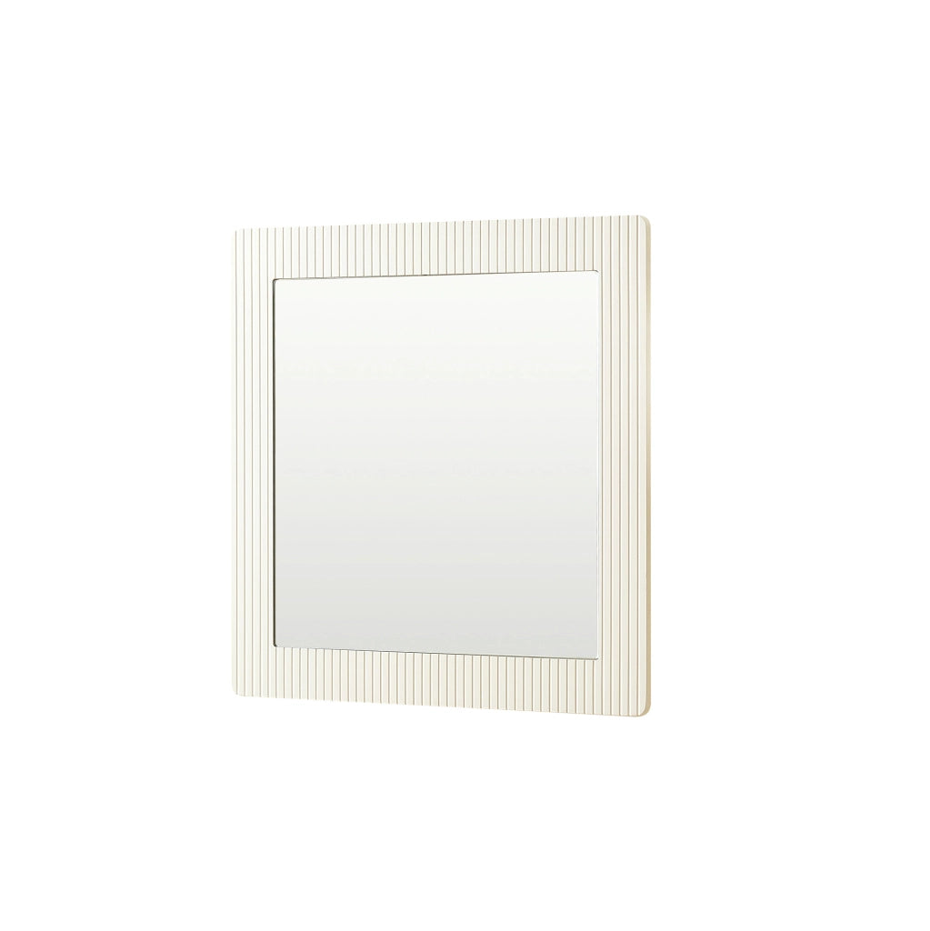 Specchio da parete quadrato 80x80 cm con cornice MDF bianca a righe verticali