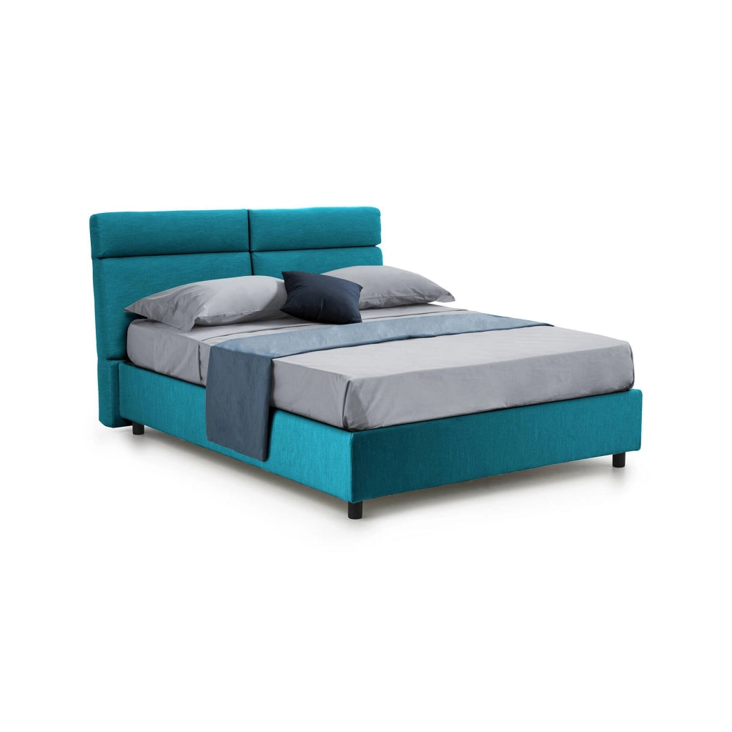 Letto Matrimoniale Asica, Letto Matrimoniale Materasso Incluso Made in Italy, Azzurro