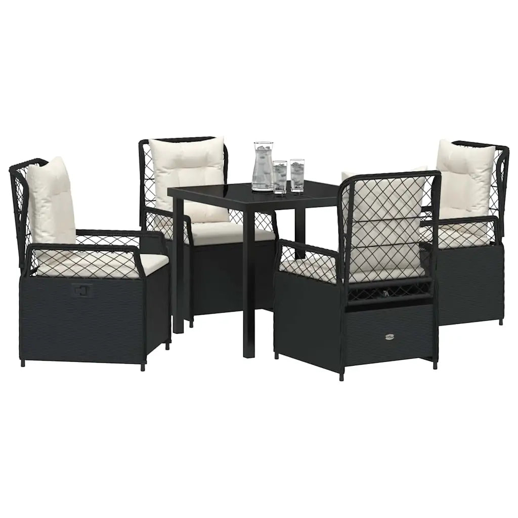 Set da Pranzo per Giardino 5 pcs Nero polyrattan 3380982